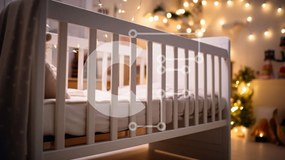 Intra Συλλεκτικό Ξύλινο Παζλ Plywood 4mm - Λευκή βρεφική κούνια σε μινιμαλιστικό παιδικό σταθμό Σε Ξύλινο Κουτί - Διαστάσεις Puzzle: 10x10 cm – 25 κομμάτια