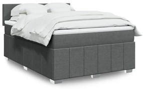 Κρεβάτι Boxspring με Στρώμα Σκούρο Γκρι 140x200 εκ Υφασμάτινο