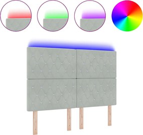 vidaXL LED κεφαλάρι με LED ταινίες φωτός Ανοιχτό γκρι 160 cm Βελούδο