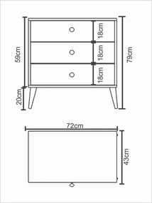 Συρταριέρα ArteLibre AMARI Λευκό Μοριοσανίδα 72x43x79cm