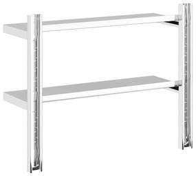 Ράφι Τοίχου 2 Επιπ. Ασημί 75x23,5x60 εκ. Ανοξείδωτο Ατσάλι - Ασήμι