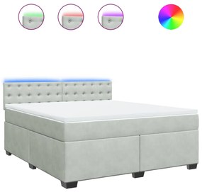 vidaXL Κρεβάτι Boxspring με Στρώμα Ανοιχτό Γκρι 180x200 εκ. Βελούδινο