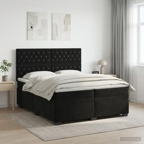vidaXL Κρεβάτι box spring με στρώμα Μαύρο 200 x 200 cm Βελούδο