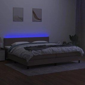 Κρεβάτι Boxspring με Στρώμα &amp; LED Taupe 200x200 εκ. Υφασμάτινο - Μπεζ-Γκρι