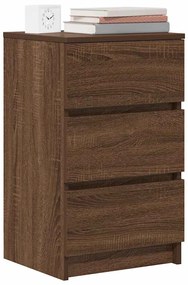 Κομοδίνα με 3 συρτάρια 2 τεμάχια καφέ δρυς 39x35x65 εκ. - Καφέ