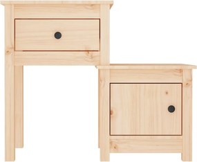 vidaXL Κομοδίνα 2 τεμ. 79,5 x 38 x 65,5 εκ. από Μασίφ Ξύλο Πεύκου