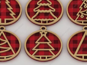 Σετ των 2 Intra απο ξύλο plywood Χρώμα wenge 3mm-4mm πάχος - Χριστουγεννιάτικα στολίδια για το νέο έτος Δίασταση 6x6 cm INTRAFABR-78900232