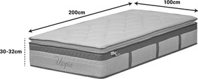Στρώμα Utopia pakoworld pocket spring με ανώστρωμα 30-32cm 100x200εκ