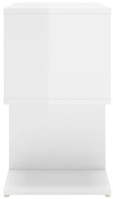 Κομοδίνο Γυαλιστερό Λευκό 50x30x51,5 εκ. από Μοριοσανίδα - Λευκό