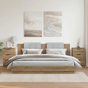 vidaXL Κομοδίνα 2 τεμ.Αρτισιανή Δρυς 40x36x65 εκ. Επεξ. Ξύλο