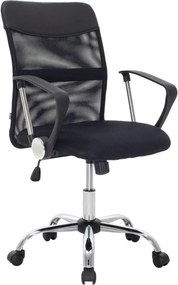 BF2401W Πολυθρόνα Γραφείου Βάση Χρώμιο, Ύφασμα &amp; Mesh Απόχρωση Μαύρο   1τμχ