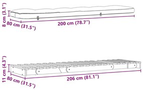 Καναπές Κρεβάτι Futon/Στρώμα 80x206x11 Εμποτισμένο Ξύλο Πεύκου - Καφέ