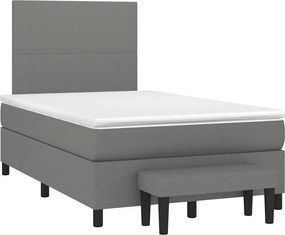 vidaXL Κρεβάτι Boxspring με Στρώμα Σκούρο Καφέ 120x190 εκ Υφασμάτινο