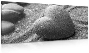 Εικόνα πέτρα Zen σε σχήμα καρδιάς σε μαύρο & άσπρο - 100x50