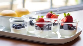 Σετ των 2 Intra Συλλεκτικό Ξύλινο Παζλ Plywood 4mm - Νόστιμη πιατέλα γιαουρτιού και φρούτων Σε Ξύλινο Κουτί - Διαστάσεις: 10x10 cm – 25 κομμάτια