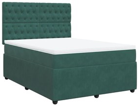 vidaXL Κρεβάτι Boxspring με Στρώμα Σκούρο Πράσινο 160x200εκ. Βελούδινο