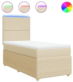 ΚΡΕΒΑΤΙ BOXSPRING ΜΕ ΣΤΡΩΜΑ ΚΡΕΜ 90X190 ΕΚ.ΥΦΑΣΜΑΤΙΝΟ 3294209