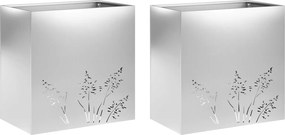 vidaXL Γλάστρα Κήπου 2 τμχ. Ασημί 50 x 30 x 49 εκ