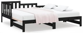 vidaXL Καναπές Κρεβάτι Συρόμενος Μαύρος 2x(90x190) εκ. από Μασίφ Πεύκο