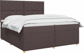 vidaXL Κρεβάτι box spring με στρώμα Σκούρο Καφέ 200 x 200 cm Ύφασμα