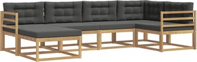vidaXL Σειρά Καναπέ Εξωτερικού 5 pcs Άσπρο και Ανθρακί Πολυεστέρας