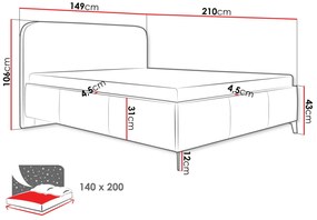 Επενδυμένο κρεβάτι Holly-Moustardi-140 x 200
