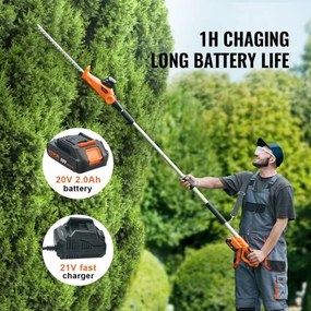 VEVOR 20V Cordless Hedge Trimmer Telescoping Pole Hedge Trimmer 18 inch Blade