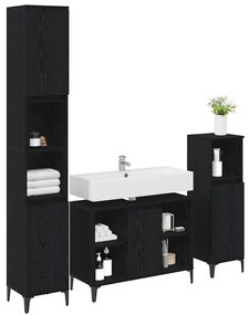 vidaXL Σετ Επίπλων Μπάνιου με ράφι 3 pcs Μαύρη δρυς Επεξεργασμένο ξύλο