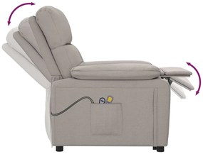 vidaXL Πολυθρόνα Μασάζ με Ανύψωση Taupe Υφασμάτινη