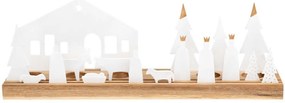 Χριστουγεννιάτικο Κηροπήγιο Ρεσώ Φάτνη RD0090041 45,5x9,5cm White-Natural Raeder
