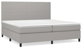 vidaXL Κρεβάτι Boxspring με Στρώμα Ανοιχτό Γκρι 200x200 εκ. Υφασμάτινο