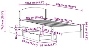 ΣΚΕΛΕΤΟΣ ΚΡΕΒΑΤΙΟΥ ΧΩΡΙΣ ΣΤΡΩΜΑ ΛΕΥΚΟ 100X200 ΕΚ. ΜΑΣΙΦ ΠΕΥΚΟ 3301843