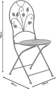 Τραπεζαρία κήπου Abriel pakoworld σετ 3τεμ μέταλλο ανθρακί antique