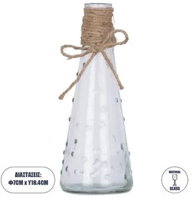 Διακοσμητικό Βάζο Γυάλινο με Σχοινί Φ7 x Υ18.1cm LUCY 35616 GloboStar-35616-Διάφανο 35616
