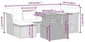 vidaXL Σετ Σαλονιού Κήπου 7 τεμ. Γκρι Συνθετικό Ρατάν με Μαξιλάρια