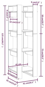 Βιβλιοθήκη/Διαχωριστικό Χώρου Λευκό 41x35x125 εκ. Μασίφ Πεύκο - Λευκό