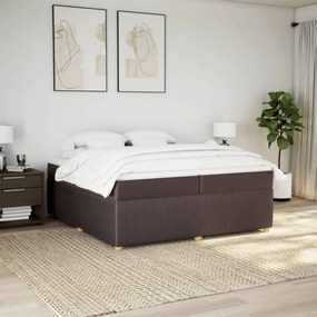 vidaXL Κρεβάτι Boxspring με Στρώμα Σκούρο Καφέ 200x200 εκ. Υφασμάτινο