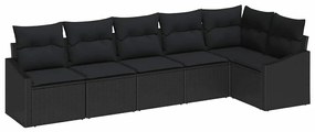 vidaXL Σετ Καναπέ Κήπου 6 pcs Μαύρο Πολυ ράταν
