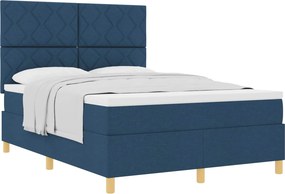 vidaXL Κρεβάτι με ελατήρια με στρώμα Μπλε 160 x 200 cm ύφασμα