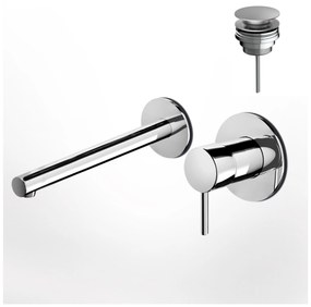 Eurorama Tonda Chrome Μπαταρία Νιπτήρος Εντοιχισμού 2 Οπών+Βαλβίδα clic-clac 145904-100 R0338-100