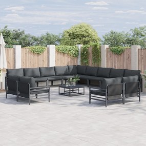 vidaXL Σετ Καναπέ Κήπου 14 pcs Ανθρακί Ατσάλι