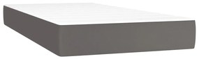vidaXL Κρεβάτι Boxspring με Στρώμα Γκρι 90x190 εκ. από Συνθετικό Δέρμα