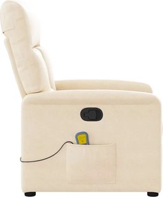 vidaXL Πολυθρόνα Μασάζ Ανακλινόμενη Μπεζ από Ύφασμα Μικροϊνών