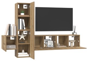 vidaXL Σετ επίπλου τηλεόρασης με ράφι με αποθήκευση με πόρτα 5 pcs Χειροποίητη δρυς