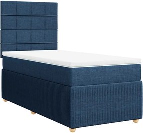 vidaXL Κρεβάτι Boxspring με Στρώμα Μπλε 100 x 200 εκ. Υφασμάτινο