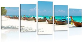 Εικόνα 5 τμημάτων λευκή αμμώδης παραλία στο νησί Bamboo - 100x50
