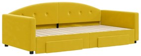 vidaXL Καναπές Κρεβάτι Συρόμεν. Κίτρινος 100x200εκ Βελούδινος Συρτάρια