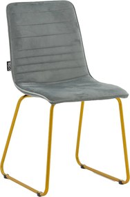 Καρέκλα Amalia pakoworld βελούδο γκρι-χρυσό πόδι