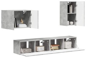 vidaXL Σετ τοίχου για τηλεόραση Επιτοίχιο 4 pcs Σκυρόδεμα Γκρι