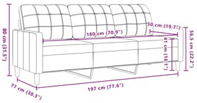 Καναπές Τριθέσιος Κίτρινο 180 εκ. Βελούδινος - Κίτρινο